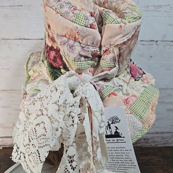 OOAK Magnolia Boho Quilt Top Hat Indie Upcycled Frida Bird Vtg Cat Adjusts L-S - Picture 3 of 14